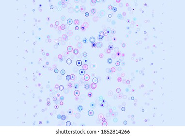 Hellrosa, blaues Vektorlayout mit Kreisformen. Schöne farbige Illustration mit unscharfen Kreisen im Naturstil. Muster für futuristische Werbung, Broschüren.