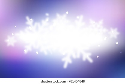 Light Pink, Blue vector layout with bright snowflakes. Blurred decorative design in xmas style with snow. The pattern can be used for new year leaflets.