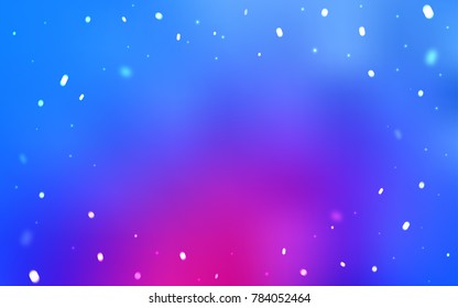 Light Pink, Blue vector layout with bright snowflakes. Decorative shining illustration with snow on abstract template. New year design for your business advert.