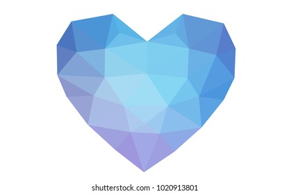 Light Pink, Blue vector love background with heart. Paper note. Valentine's greeting polygonal card. Triangular illustration for your business. Stock template for your design.