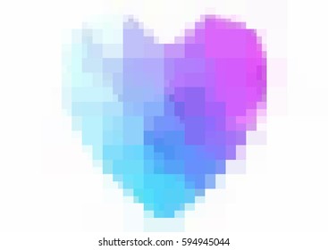 Light Pink, Blue vector love background with heart. Paper note. Valentine's greeting polygonal card. rectangular illustration for your business. Stock template for your design.