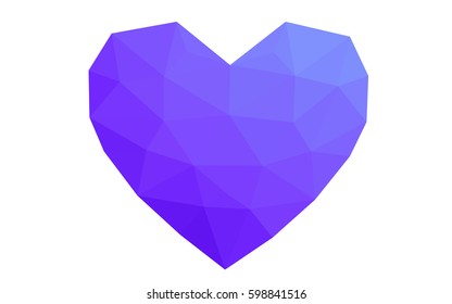Light Pink, Blue vector love background with heart. Paper note. Valentine's greeting polygonal card. Triangular illustration for your business. Stock template for your design.