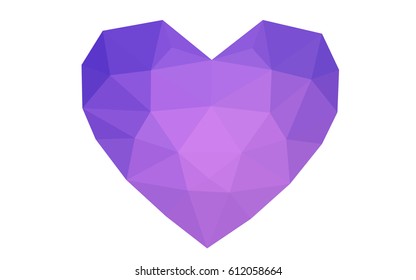 Light Pink, Blue vector love background with heart. Paper note. Valentine's greeting polygonal card. Triangular illustration for your business. Stock template for your design.