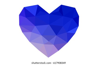 Light Pink, Blue vector love background with heart. Paper note. Valentine's greeting polygonal card. Triangular illustration for your business. Stock template for your design.