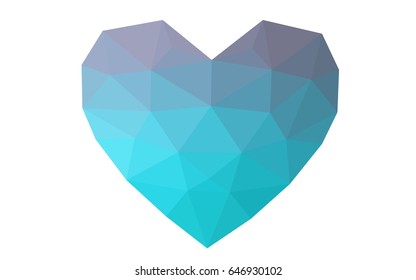 Light Pink, Blue vector love background with heart. Paper note. Valentine's greeting polygonal card. Triangular illustration for your business. Stock template for your design.