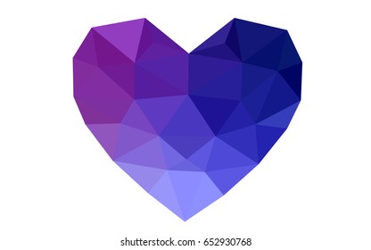 Light Pink, Blue vector love background with heart. Paper note. Valentine's greeting polygonal card. Triangular illustration for your business. Stock template for your design.