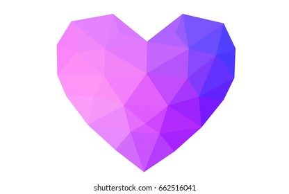 Light Pink, Blue vector love background with heart. Paper note. Valentine's greeting polygonal card. Triangular illustration for your business. Stock template for your design.
