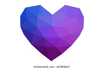 Light Pink, Blue vector love background with heart. Paper note. Valentine's greeting polygonal card. Triangular illustration for your business. Stock template for your design.