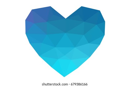 Light Pink, Blue vector love background with heart. Paper note. Valentine's greeting polygonal card. Triangular illustration for your business. Stock template for your design.