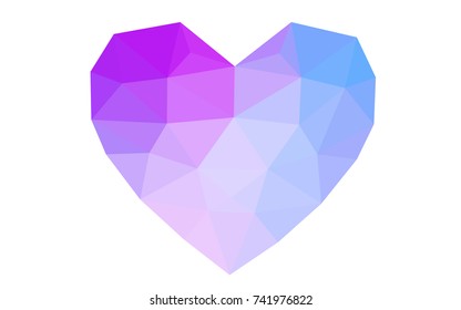 Light Pink, Blue vector love background with heart. Paper note. Valentine's greeting polygonal card. Triangular illustration for your business. Stock template for your design.