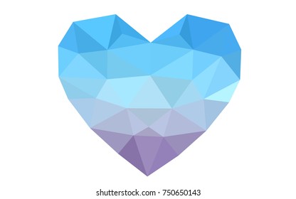 Light Pink, Blue vector love background with heart. Paper note. Valentine's greeting polygonal card. Triangular illustration for your business. Stock template for your design.