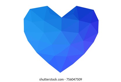 Light Pink, Blue vector love background with heart. Paper note. Valentine's greeting polygonal card. Triangular illustration for your business. Stock template for your design.