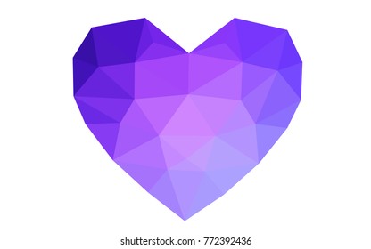 Light Pink, Blue vector love background with heart. Paper note. Valentine's greeting polygonal card. Triangular illustration for your business. Stock template for your design.