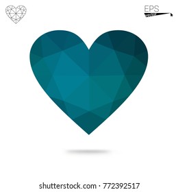 Light Pink, Blue vector love background with heart. Paper note. Valentine's greeting polygonal card. Triangular illustration for your business. Stock template for your design.