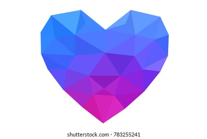 Light Pink, Blue vector love background with heart. Paper note. Valentine's greeting polygonal card. Triangular illustration for your business. Stock template for your design.