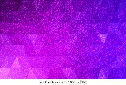 Light Pink, Blue vector low poly crystal background with snowflakes. Polygon christmas design pattern . Low poly illustration of New Year celebration.
