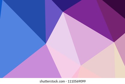 Light Pink, Blue vector low poly texture. Shining colorful illustration with triangles. Completely new template for your banner.