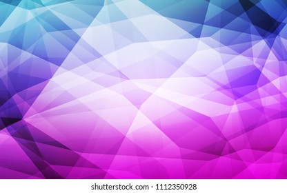 Light Pink, Blue vector low poly cover. Triangular geometric sample with gradient.  Triangular pattern for your design.