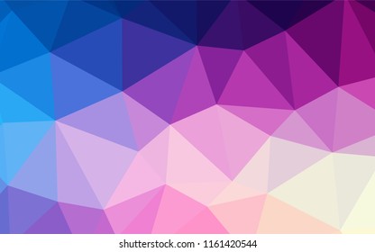 Light Pink, Blue vector low poly texture. A sample with polygonal shapes. Triangular pattern for your design.