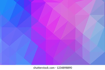 Light Pink, Blue vector low poly cover. Triangular geometric sample with gradient.  Elegant pattern for a brand book.