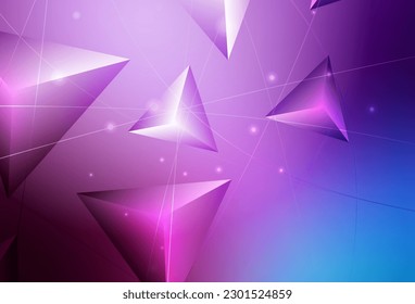 Color rosa claro, azul vectorial de baja textura de poli. Ilustración abstracta colorida con triángulos. Patrón triangular para tu diseño.