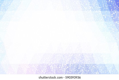 Light Pink, Blue vector low poly crystal background with snowflakes. Polygon christmas design pattern . Low poly illustration of New Year celebration.