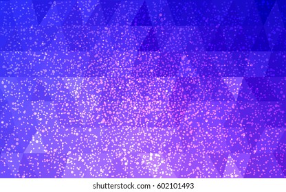 Light Pink, Blue vector low poly crystal background with snowflakes. Polygon christmas design pattern . Low poly illustration of New Year celebration.