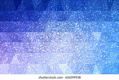 Light Pink, Blue vector low poly crystal background with snowflakes. Polygon christmas design pattern . Low poly illustration of New Year celebration.