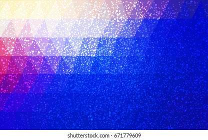 Light Pink, Blue vector low poly crystal background with snowflakes. Polygon christmas design pattern . Low poly illustration of New Year celebration.