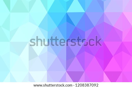 Light Pink, Blue vector low poly layout. Shining polygonal illustration, which consist of triangles. Triangular pattern for your design.