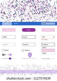 Light Pink, Blue vector Material Design Kit with dots. Web ui kit with abstract gradient circles in its header. Simple colorful design for websites.