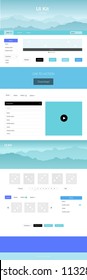 Light Pink, Blue vector Material Design Kit with hills. Decorative ui kit design in abstract style with colorful rocks. Template for website of outdoor activities.