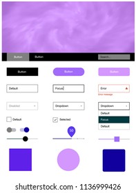 Light Pink, Blue vector Material Design Kit with stars. Beautiful ui ux kit with colorful sky in its header. This template you can use for landing pages.
