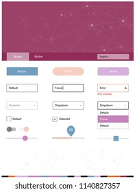 Light Pink, Blue vector Material Design Kit with lines, circles. Web ui kit with abstract triangles, circles in its header. Modern template for your landing page.