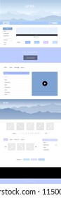 Light Pink, Blue vector Material Design Kit with hills. Simple Material Design Kit with colorful mountains in header. Modern template for your landing page.
