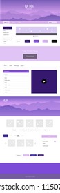 Light Pink, Blue vector Material Design Kit with hills. Web ui kit with abstract gradient hills in its header. Sample for your landing page of tourism.