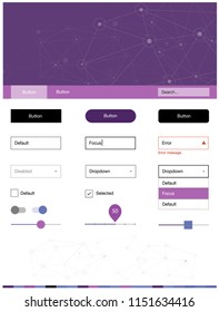 Light Pink, Blue vector Material Design Kit with lines, circles. Style guide in polygonal style with triangles, circles. This sample is for your landing page.