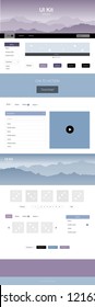 Light Pink, Blue vector Material Design Kit with hills. Colorful Style guide with mountains on abstract background. Simple colorful design for tourist websites.