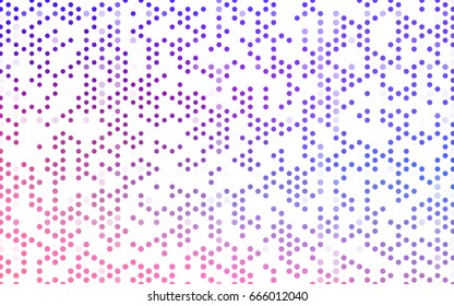 Light Pink, Blue vector modern geometrical circle abstract background. Dotted texture template. Geometric pattern in halftone style with gradient. 