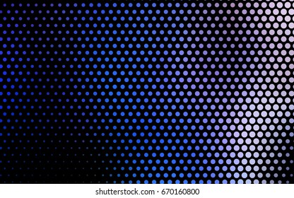 Light Pink, Blue vector modern geometrical circle abstract background. Dotted texture template. Geometric pattern in halftone style with gradient. 