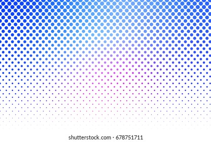 Light Pink, Blue vector modern geometrical circle abstract background. Dotted texture template. Geometric pattern in halftone style with gradient. 