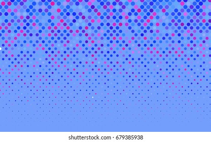 Light Pink, Blue vector modern geometrical circle abstract background. Dotted texture template. Geometric pattern in halftone style with gradient. 