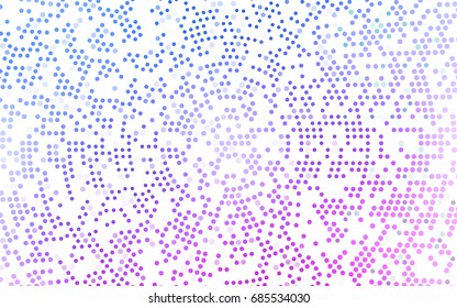 Light Pink, Blue vector modern geometrical circle abstract background. Dotted texture template. Geometric pattern in halftone style with gradient. 
