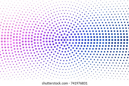 Light Pink, Blue vector modern geometrical circle abstract background. Dotted texture template. Geometric pattern in halftone style with gradient. 