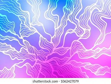 Light Pink, Blue vector natural abstract texture. Doodles on blurred abstract background with gradient. The pattern can be used for wallpapers and coloring books.