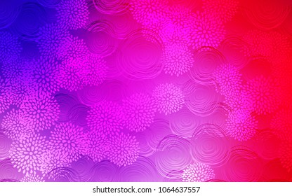Light Pink, Blue vector natural abstract template. Doodle illustration of flowers in Origami style with gradient. The textured pattern can be used for website.