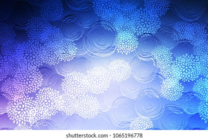 Light Pink, Blue vector natural elegant template. A vague abstract illustration with flowers in doodles style. The pattern can be used for wallpapers and coloring books.