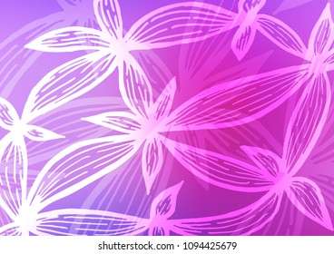 Light Pink, Blue vector natural elegant pattern. A vague abstract illustration with doodles in Indian style. The pattern can be used for coloring books and pages for kids.