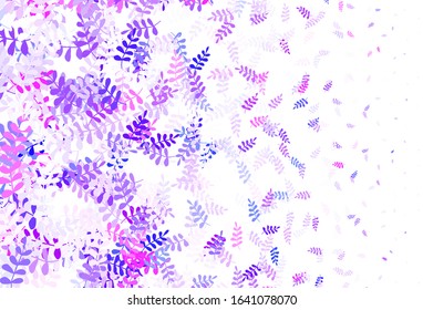 Light Pink, Blue vector natural background with leaves. A vague abstract illustration with leaves in doodles style. Pattern for heads of websites, designs.