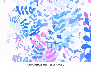 Light Pink, Blue vector natural pattern with leaves. leaves on elegant natural pattern with gradient. Pattern for heads of websites, designs.